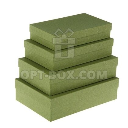 Набор коробок 4в1 «Зеленый ковролин» 30*20*8см — 24*14*5см