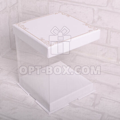 Коробка куб 25,5*25,5*28см (прозрачный /белый)