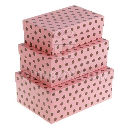 Набор коробок 3в1 «Горошек на розовом» 23*16*9,5см — 19*12*6,5см