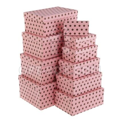 Набор коробок 10в1 «Горошек на розовом» 30,5*20*13 — 12*6,5*4см