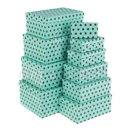 Набор коробок 10в1 «Горошек на бирюзовом» 30,5*20*13 — 12*6,5*4см