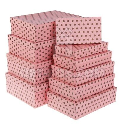 Набор коробок 10в1 «Горошек на розовом» 36,5*26,5*12 — 23*13*3см
